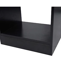 Homcom Rotating Corner Table Shelf Combo L-Shaped I-Shape Home Office, Black
