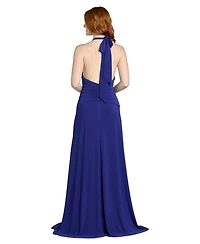 Morgan & Company Juniors' Rouched Waist Halter Neck Long Gown