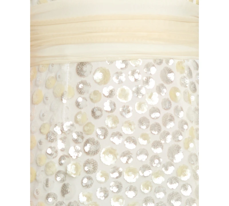 Morgan & Company Juniors' Sequin Paillettes Front-Side Slit Long Gown