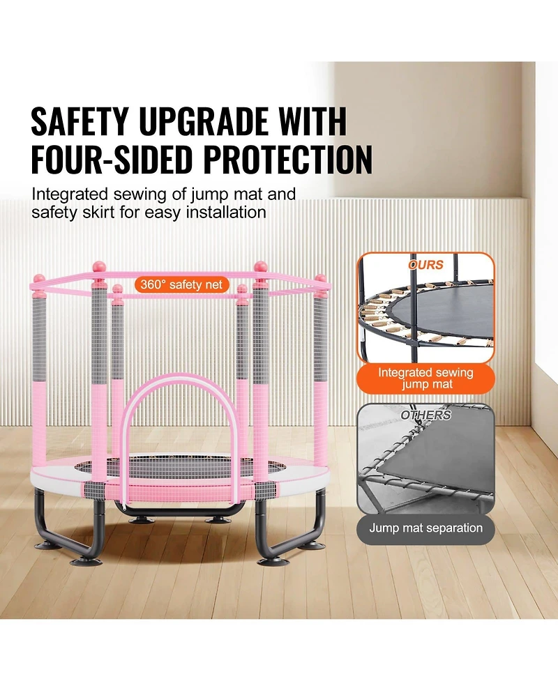 Mecale Kids Trampoline, 60" (5 ft), Enclosure Net & Basketball Hoop, Indoor/Outdoor