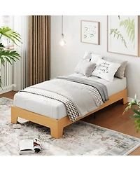 gaomon Bed Frame, Wooden Platform Bed Frame, Minimalist Bed with Wood Slats Support, Underbed Space for Storage, No Box Spring Required