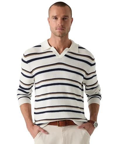 Guess Men's Stanton Striped Polo Sweater