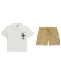 Guess Baby Boys' Short-Sleeve Poplin Shirt and Cargo Shorts, 2-Piece Set