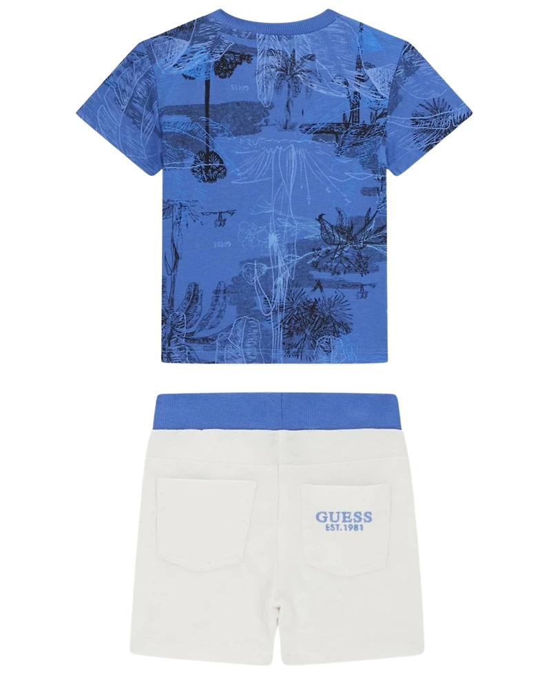 Guess Baby Boys' Short-Sleeve T-Shirt and Jersey Shorts, 2-Piece Set