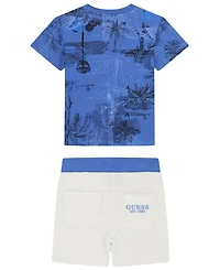 Guess Baby Boys' Short-Sleeve T-Shirt and Jersey Shorts, 2-Piece Set