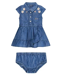 Guess Baby Girls' Slub Denim Dress and Matching Bloomer