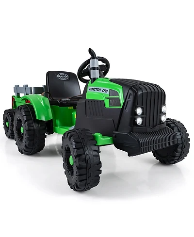 Slickblue Electric 24V Ride On Tractor for Kids with Trailer and Remote
