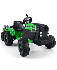 Slickblue Electric 24V Ride On Tractor for Kids with Trailer and Remote
