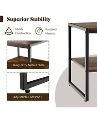 Gymax 2PCS 2-Tier End Side Sofa Coffee Table 20'' Square Table for Living Room Bedroom
