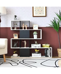 Gymax 5-Tier Bookshelf Corner Ladder Bookcase Display Storage Rack