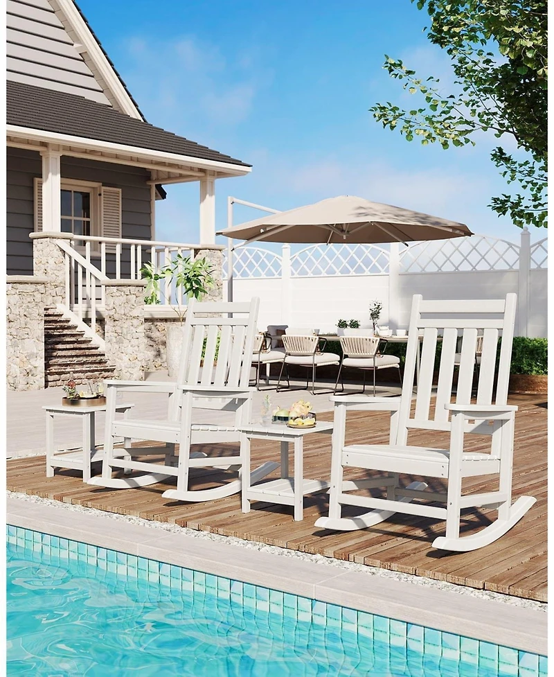 gaomon 2-Piece Hdpe High-Back Rocking Chair Set - All-Weather Outdoor Porch Rockers