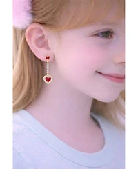 Chanteur Girls 18K Gold Plated Hypoallergenic Red Heart Drop Earrings