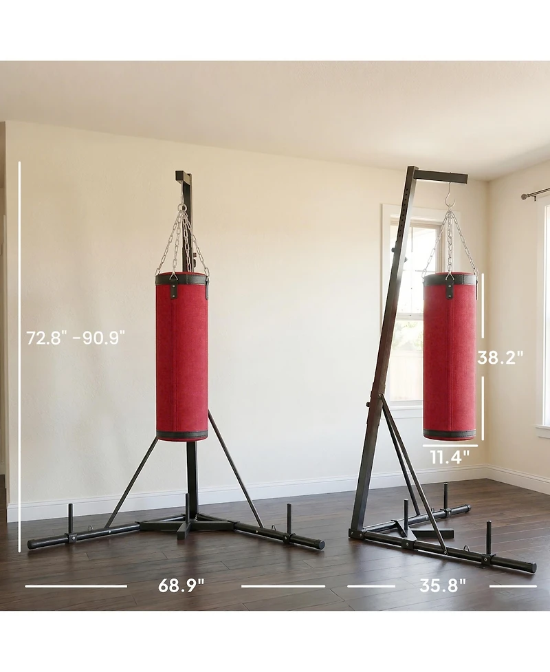 Soozier 72.8"-90.9" Adjustable Freesding Punching Bag with Sd,