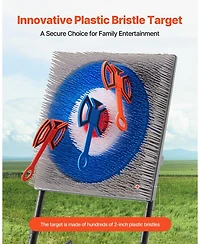 Mecale Axe Throwing Game, Plastic Bristle Target with 8 Axes and Foldable Steel Frame for Indoor and Outdoor Play