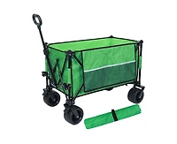sumyeg Outdoor Storage Collapsible Foldable Wagon Cart with All Terrain Wheels, Drink Holders, Brakes, Side Pocket and Picnic Mat