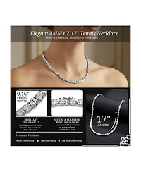 Classic 4mm Clear Round Cubic Zirconia Tennis Necklace