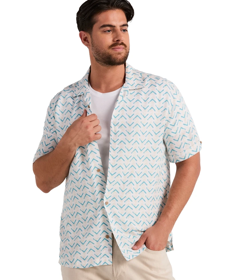 Cubavera Men's Textured Geometric Print Shirt