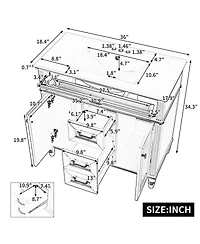 Sillysis 36" Bathroom Vanity with Ceramic Sink, Flip-Out Drawer, Soft Close Doors & Storage Drawers for Modern Bathrooms