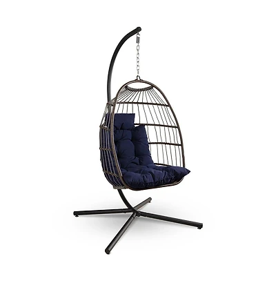 SereneLife Egg Swing Chair - Indoor/Outdoor Hanging Chair with Stand