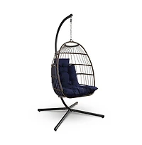SereneLife Egg Swing Chair - Indoor/Outdoor Hanging Chair with Stand