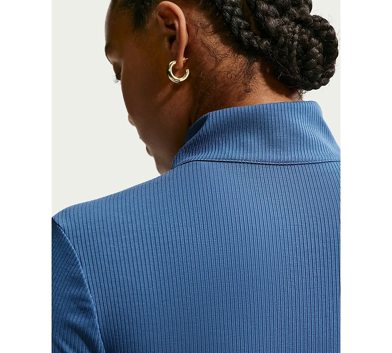 Nike Women's Sportswear Ribbed Quarter-Zip Long-Sleeve Top