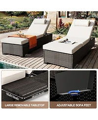 gaomon Outdoor Chaise Lounge Set of 2, 5-Position Adjustable Pe Wicker Sun Loungers with Thick Quick-Dry Cushions for Poolside Patio Backyard