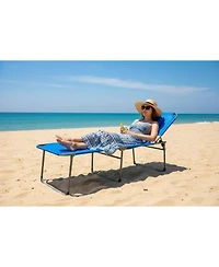 gaomon Tanning Chair with Face Hole Folding Beach Lounge Chair,5-Position Adjustable Backrest, Pillow & Side Pocket