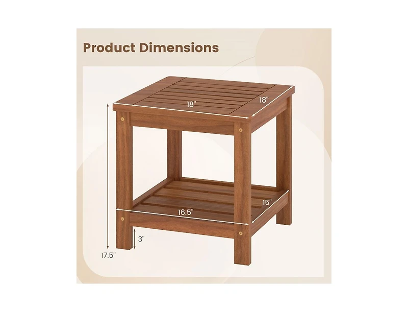 Slickblue Patio 2-Tier Outdoor Side Table with Lower Storage Shelf