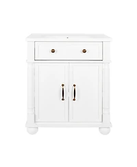 Sillysis 28" Bathroom Vanity with Sink, Medieval Modern Solid Wood Roman Base, Flip Drawer, Adjustable Storage, Easy Clean