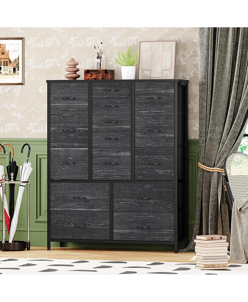 gaomon Inch Fabric Tall Dresser for Bedroom, 15 Drawer Dresser, Chest of Drawers for Clothes Storage