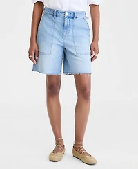On 34th Women's A-line Denim Utility Shorts, Macy's Exclusive