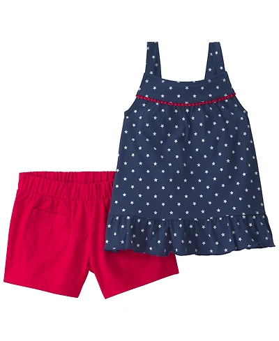 Carter's Girls' 2T-5T Star Tank Top and Shorts, 2-Piece Set