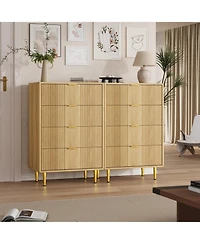 gaomon Fluted Dresser for Bedroom with 4 Drawers, 36.9" Tall Modern Chest of Drawers with Metal Handle