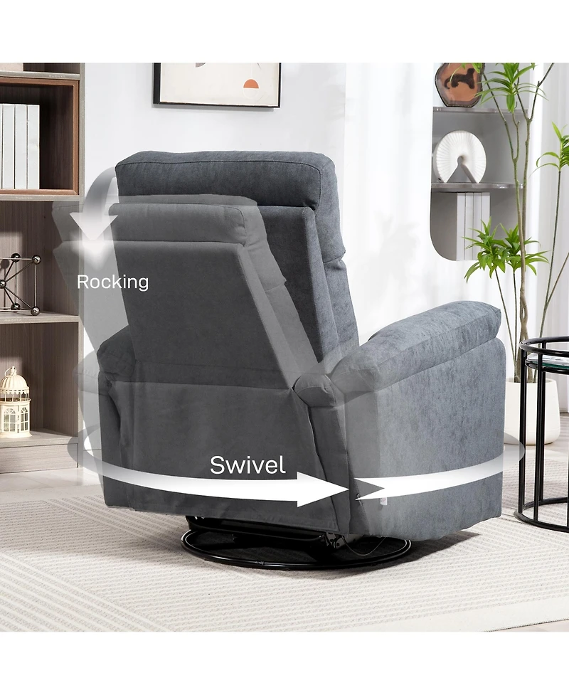 Homcom Wide Swivel Rocker Recliner, Overstuffed Reclining Sofa