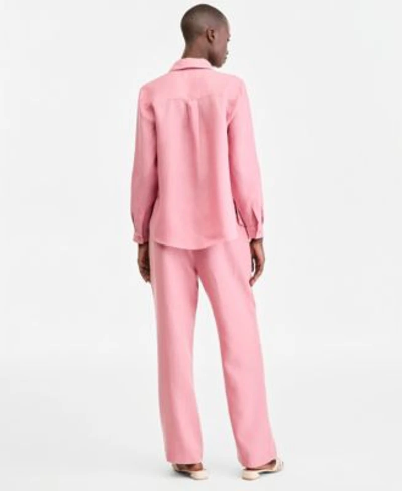 Charter Club Womens 100 Linen Shirt Drawstring Pants Macys Exclusive