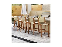 Slickblue Patio Counter Height Bar Stool with Durable Teak Wood Frame