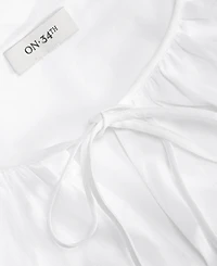On 34th Women's Cotton Solid Tie-Front Volume-Sleeve Blouse, Macy's Exclusive