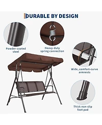 gaomon Porch Swing with Adjustable Canopy for Adults 3-Seat Outdoor Waterproof Textilene & Steel Frame Patio Swing Bench for Backyard Garden