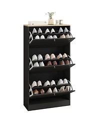 Homcom Modern Shoe Cabinet with 3 Flip Drawers for 18 Pairs
