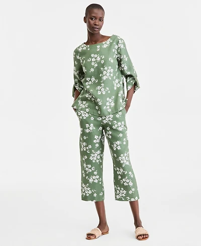 Charter Club Women's Lined Printed Cropped Pants, Macy's Exclusive