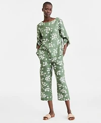 Charter Club Womens Lined Printed Cropped Pants Macys Exclusive