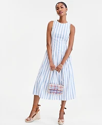 On 34th Women's Cotton Bayside Stripe Drop-Waist Midi Dress, Macy's Exclusive