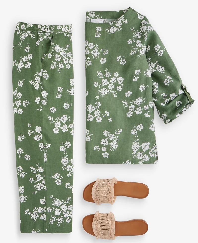 Charter Club Women's 100% Linen D-Ring Top, Created for Macy's