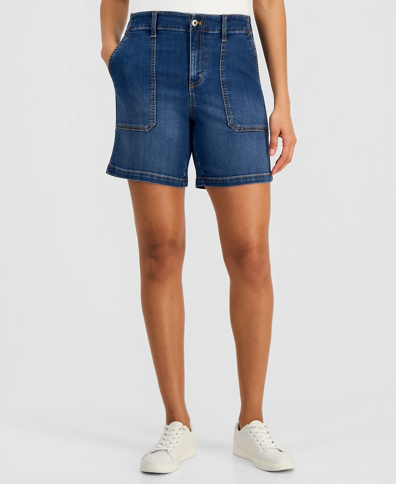 Style & Co Women's High-Rise Utility Pocket Denim Shorts, Macy's Exclusive