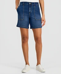 Style & Co Women's High-Rise Utility Pocket Denim Shorts, Macy's Exclusive
