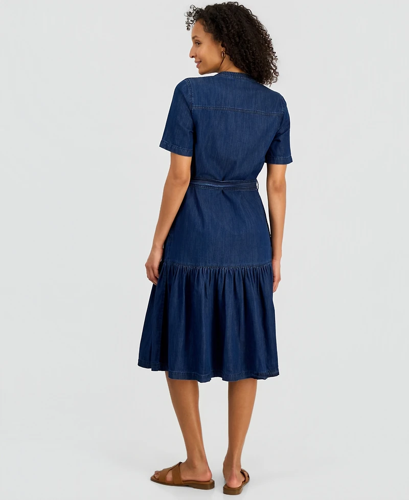 Style & Co Women's Denim Midi Tiered Dress, Macy's Exclusive