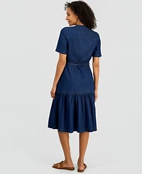 Style & Co Women's Denim Midi Tiered Dress, Macy's Exclusive