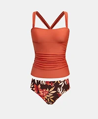 Cupshe Women's V-Neck Cross-Back Tankini Set with Reversible Bottom