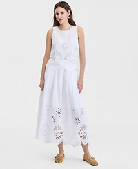 On 34th Women's Cotton Solid Eyelet Midi Skirt, Macy's Exclusive