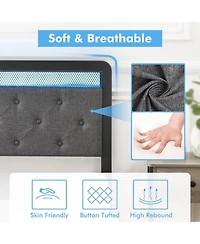 gaomon Full Bed Frame with 2 Storage Drawers, Button Tufted Headboard and Led Lights